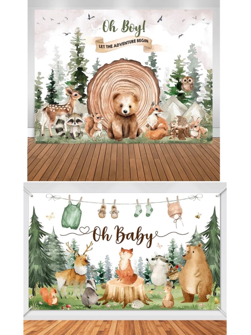 Two fabric Baby Shower Backdrops for boy